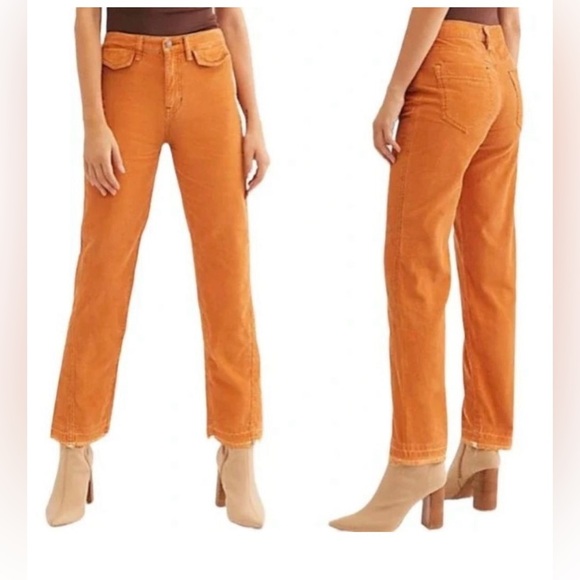 NWOT Free People We The Free Aces High Waist Straight Leg Cord Pant 29 Pale Rust - Picture 1 of 6